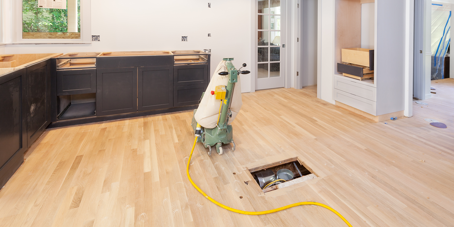 Restored wide pine floor in a historic Marblehead home
