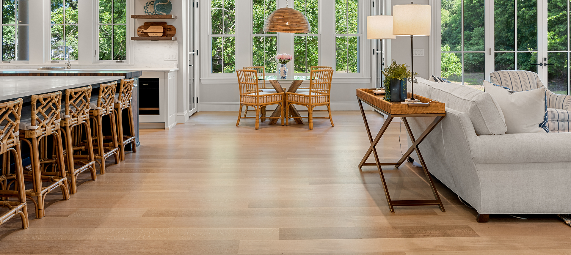 Refinished red oak hardwood floor in a Peabody home